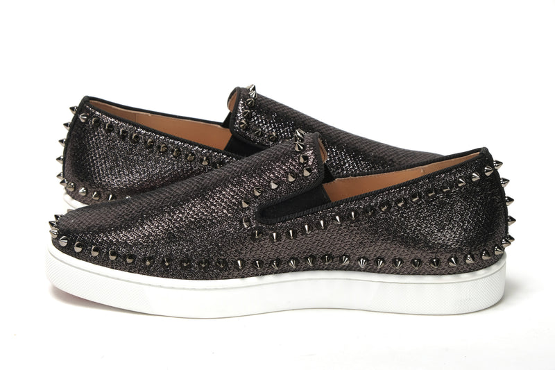 Black/Dk Gun Pik Boat Flat Lurex Shoes