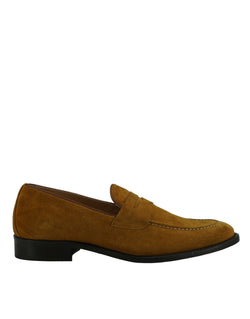 Tan Brown Suede Leather Mens Loafers Shoes