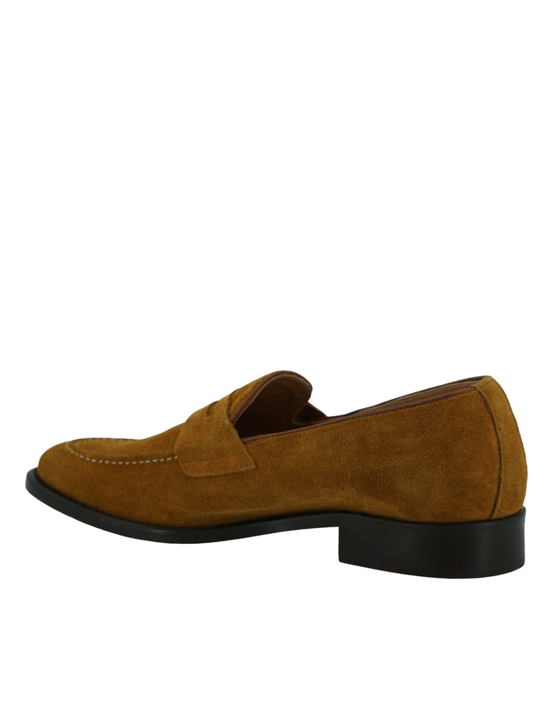 Tan Brown Suede Leather Mens Loafers Shoes