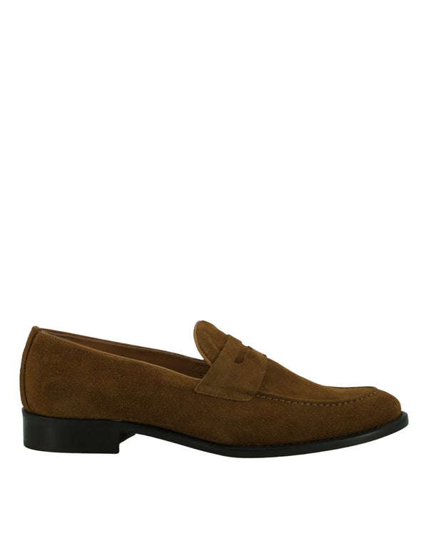 Tabacco Brown Suede Leather Mens Loafers Shoes