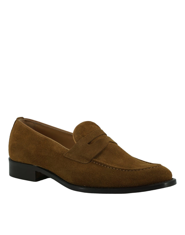 Tabacco Brown Suede Leather Mens Loafers Shoes