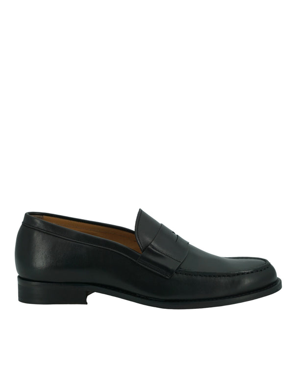 Black Calf Leather Mens Loafers Shoes