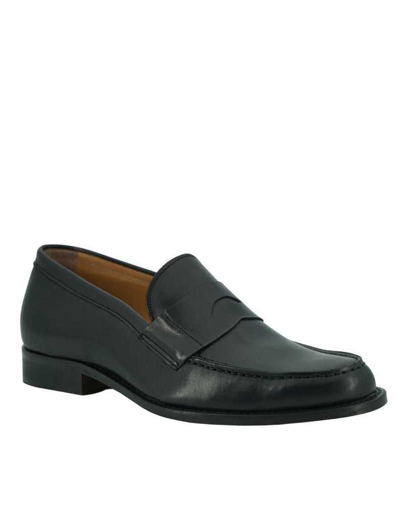 Black Calf Leather Mens Loafers Shoes