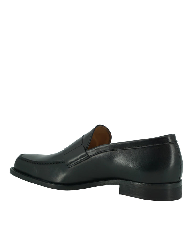 Black Calf Leather Mens Loafers Shoes