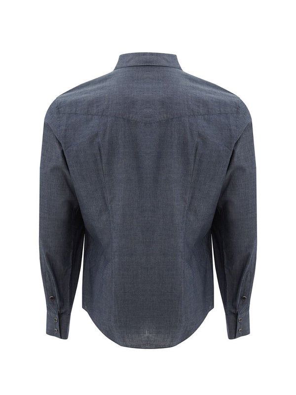 Grey Cotton Slim Fit Shirt