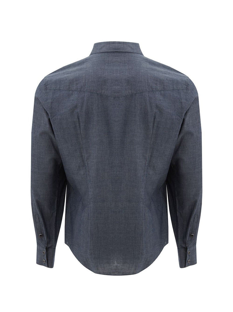 Grey Cotton Slim Fit Shirt