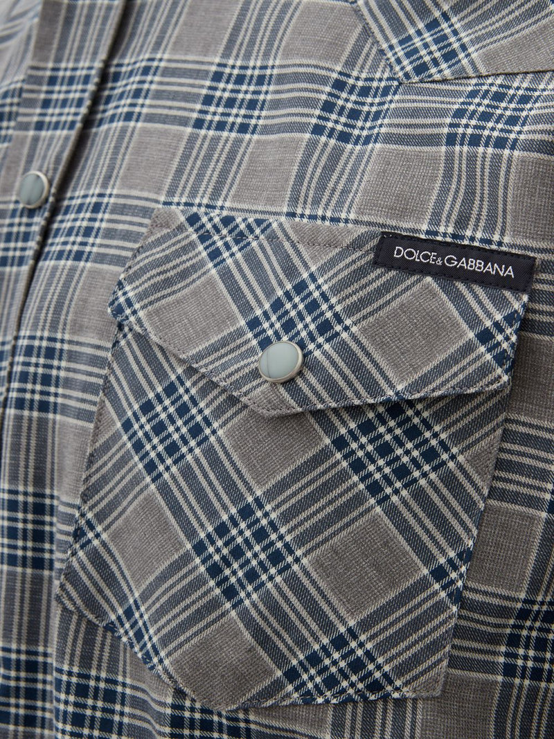 Cotton Check Slim Fit Shirt with Pearl Buttons