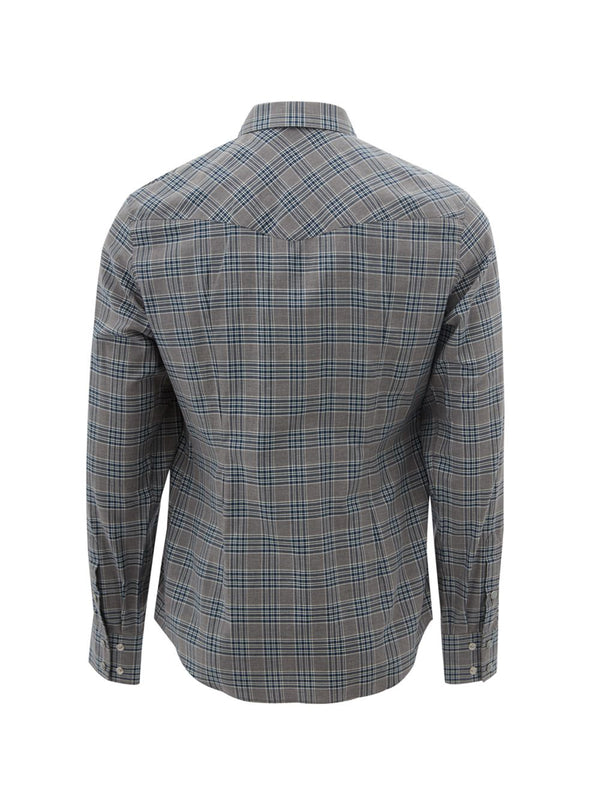 Cotton Check Slim Fit Shirt with Pearl Buttons