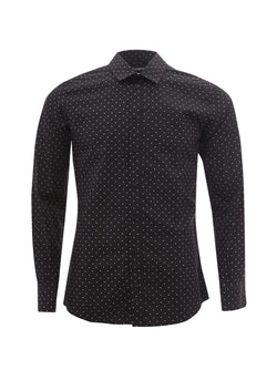 Polka Dots Cotton Black Slim Fit Shirt