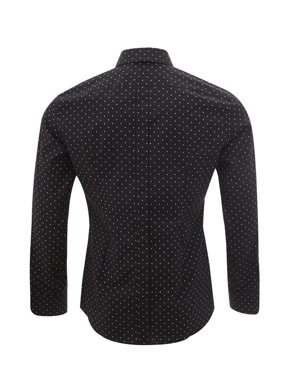 Polka Dots Cotton Black Slim Fit Shirt