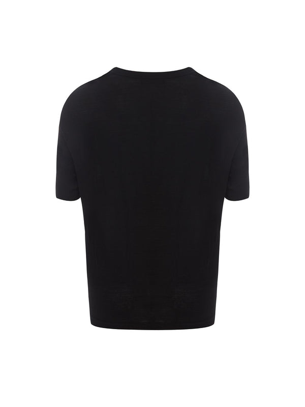 Black Wool Regular Fit T-shirt