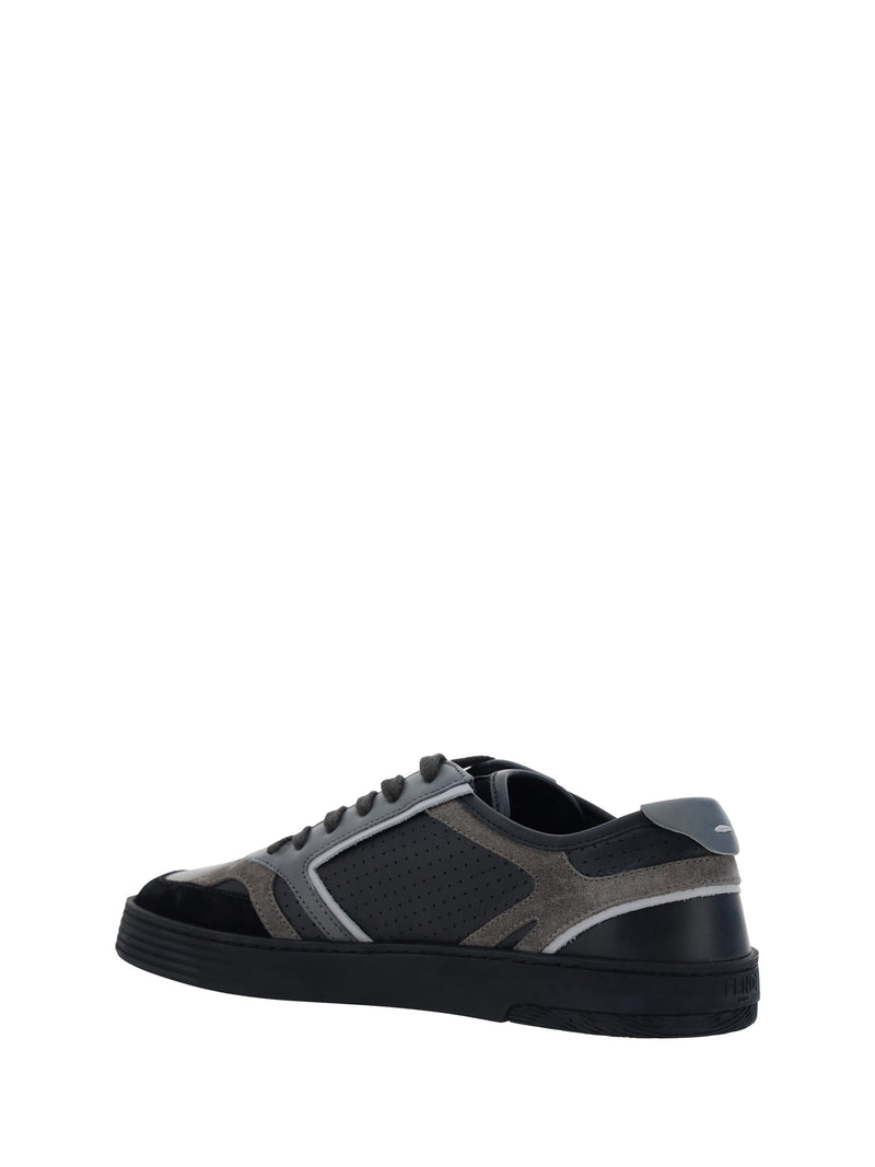 Black Calf Leather Low Top Sneakers