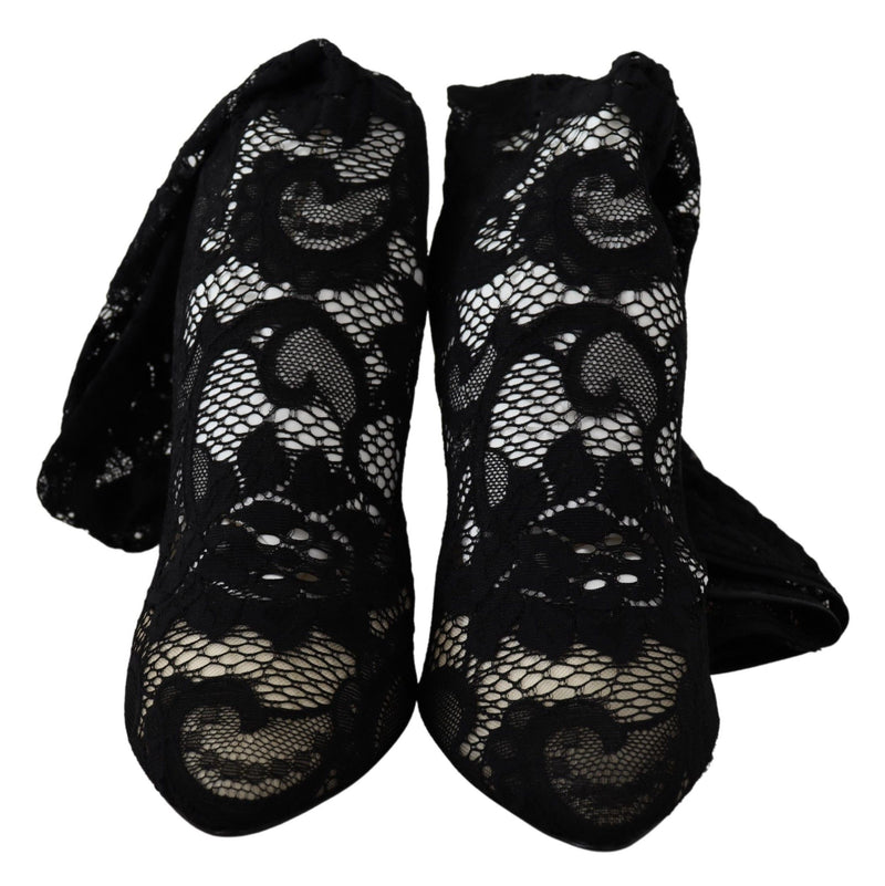 Black Taormina Lace Socks Boots Shoes Pumps