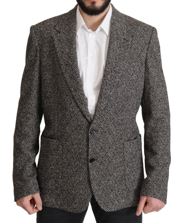 Gray Cotton Single Breasted Fantasy Blazer