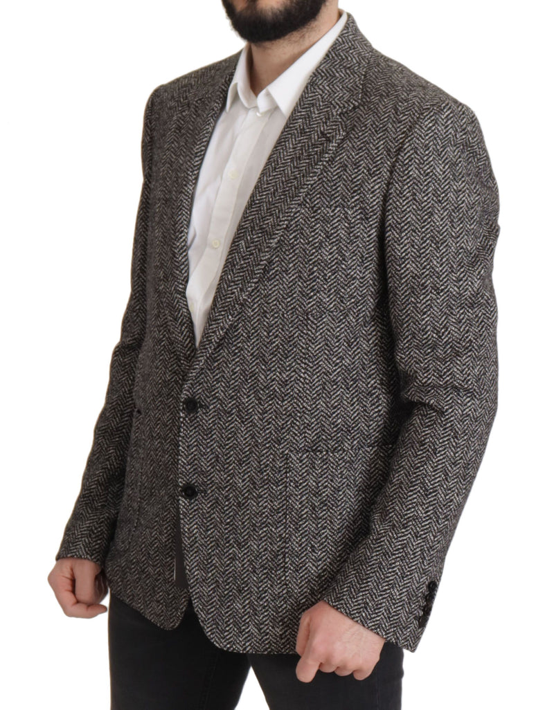 Gray Cotton Single Breasted Fantasy Blazer