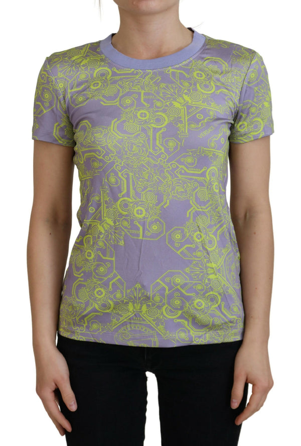 Purple Graphic Print Short Sleeves T-shirt