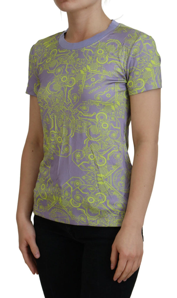 Purple Graphic Print Short Sleeves T-shirt