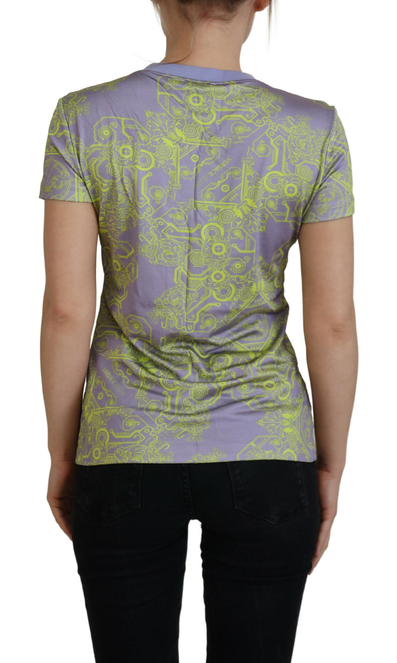 Purple Graphic Print Short Sleeves T-shirt