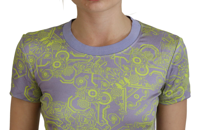 Purple Graphic Print Short Sleeves T-shirt