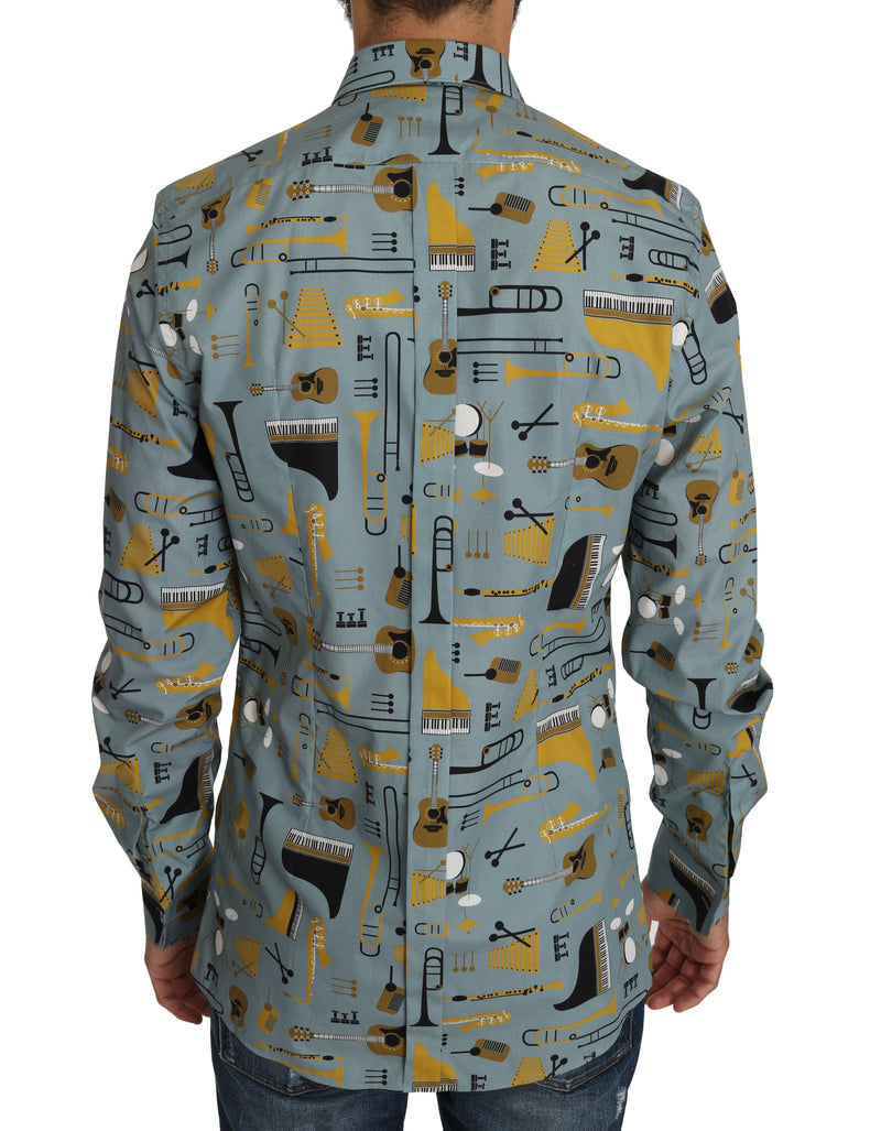 Blue Yellow Slim Fit GOLD Jazz Casual Shirt