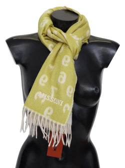 Yellow  Green Cashmere Knit Wrap Fringes Scarf