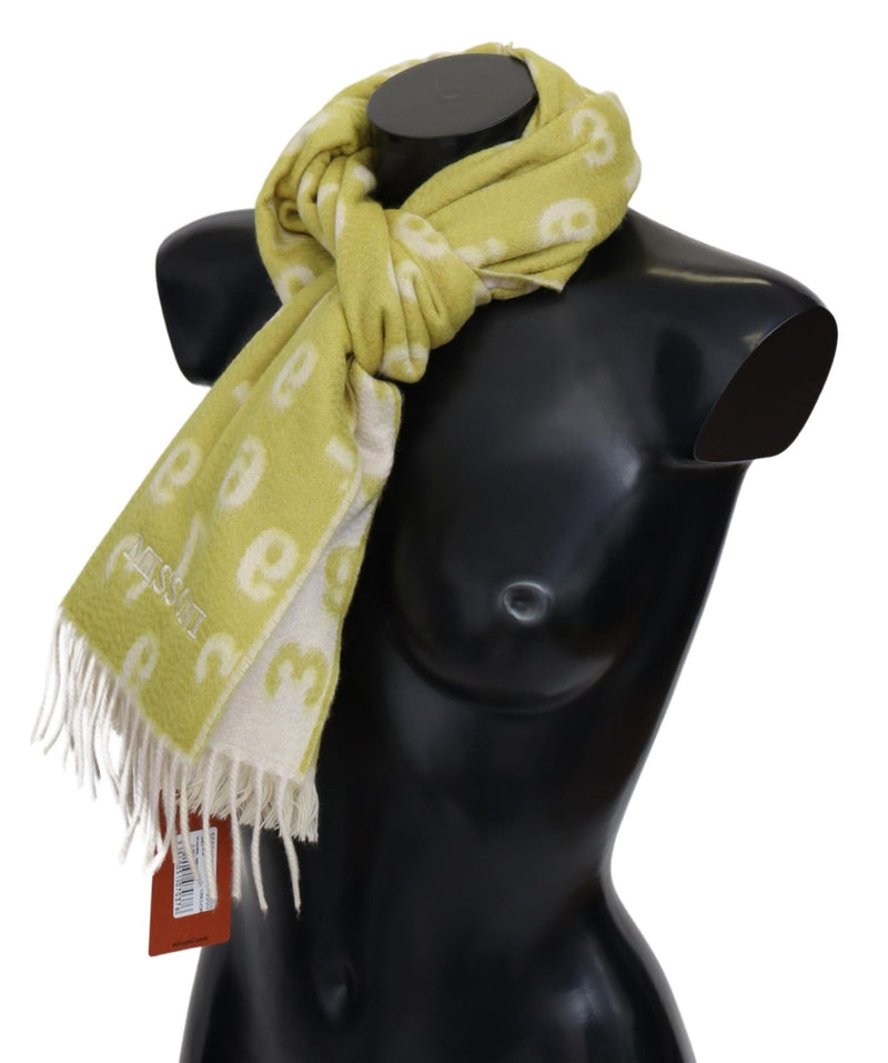 Yellow  Green Cashmere Knit Wrap Fringes Scarf