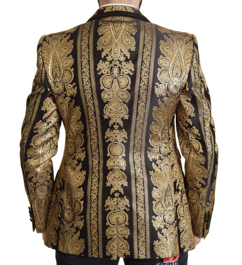 Black Gold Jacquard Single Breasted Blazer