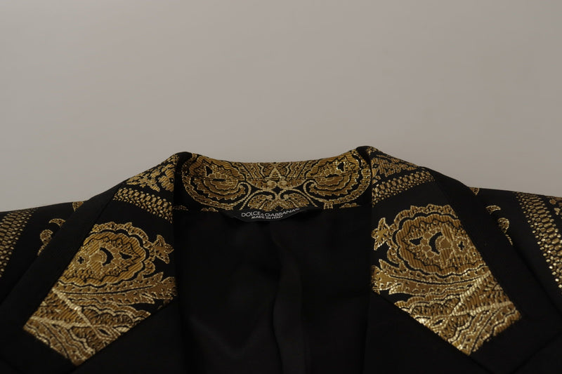 Black Gold Jacquard Single Breasted Blazer