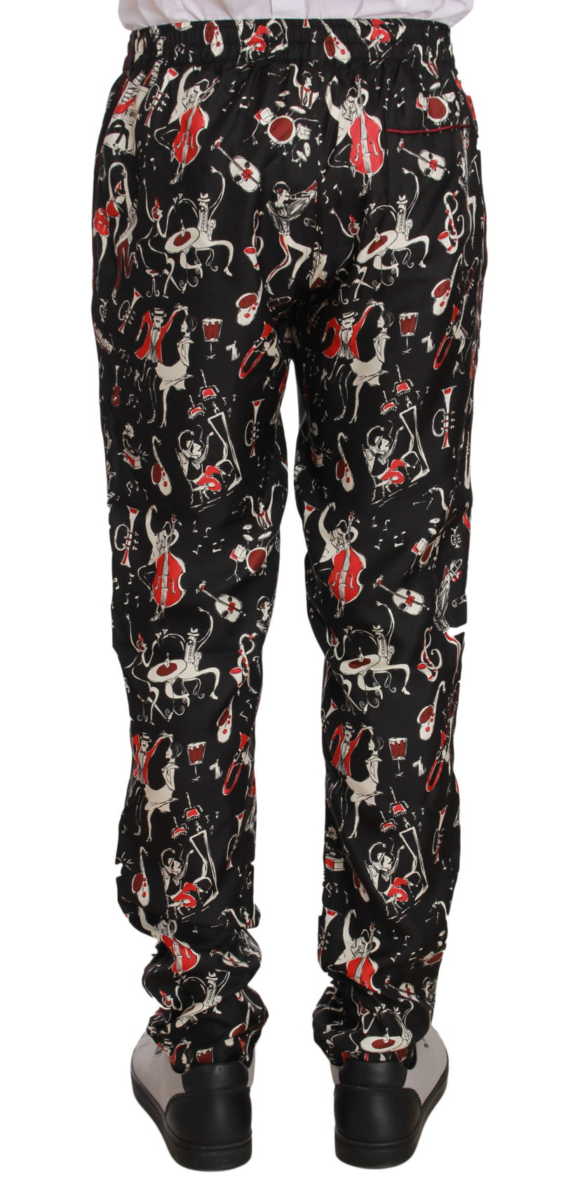 Red Musical Instrument Print Sleepwear Pants