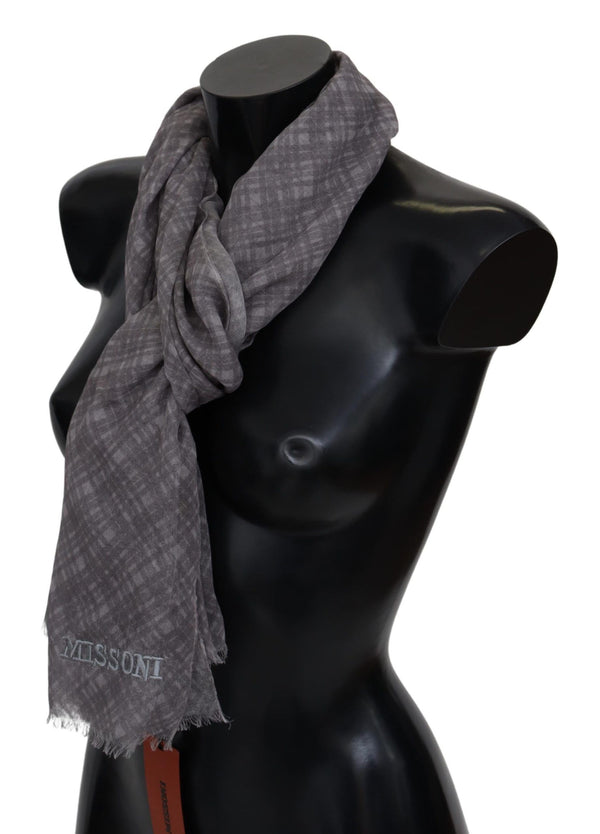 Gray Plaid Wool Unisex Neck Wrap Scarf