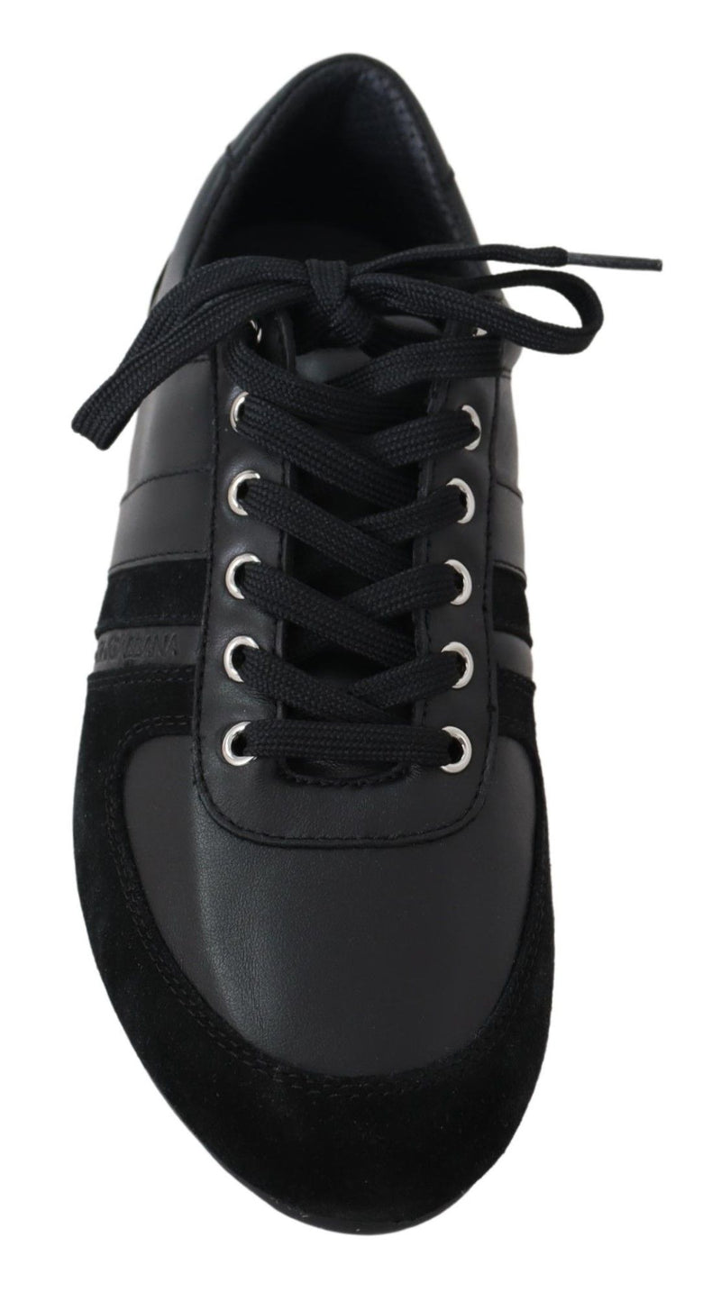 Black Logo Leather Casual Sneakers Shoes