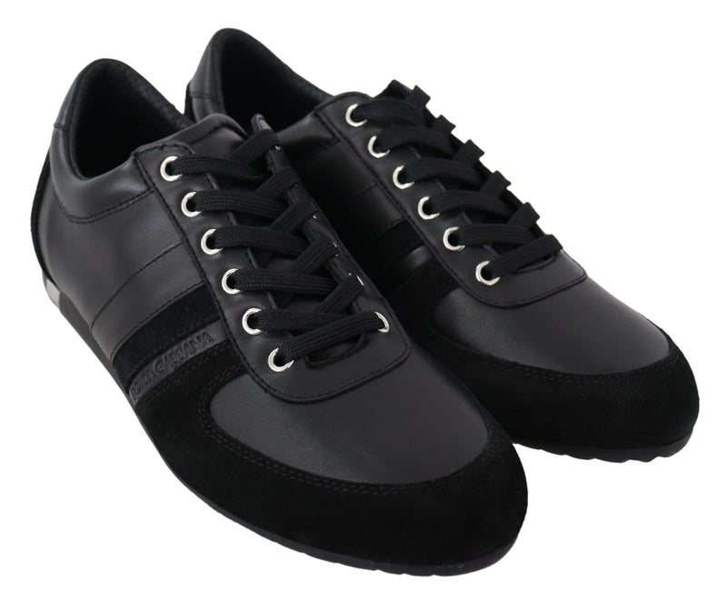 Black Logo Leather Casual Sneakers Shoes