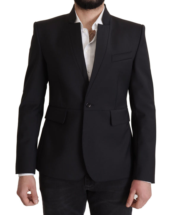 Black Wool Single Breasted Coat Men Blazer