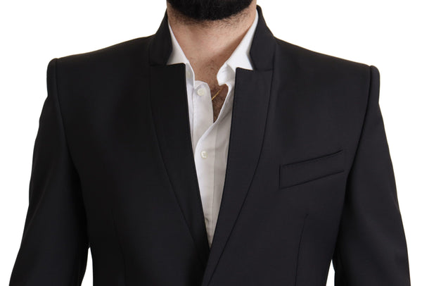 Black Wool Single Breasted Coat Men Blazer