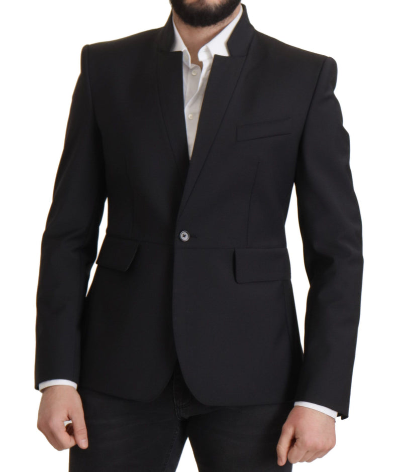 Black Wool Single Breasted Coat Men Blazer