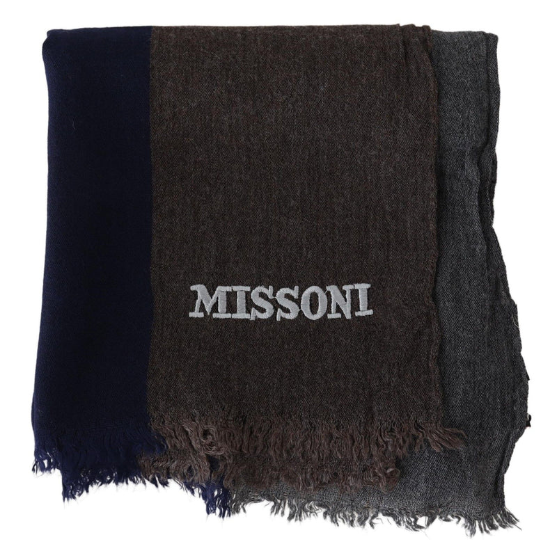 Multicolor Striped Wool Unisex Wrap Fringes Scarf