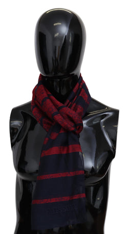 Black Red Striped Wool Mesh Unisex Neck Wrap Scarf