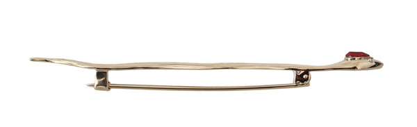 Silver Brass Crystal Spilla Serpente Brooch Pin