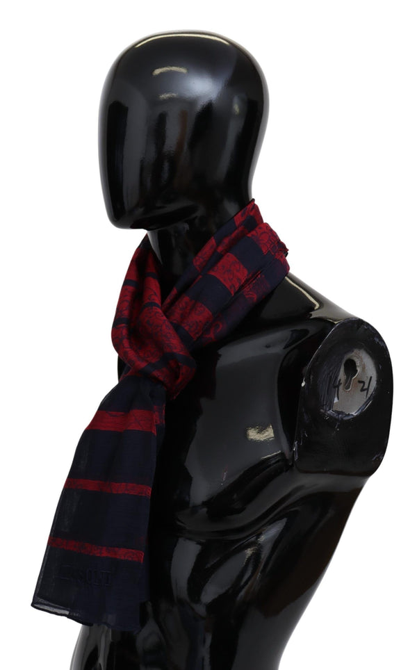 Black Red Striped Wool Mesh Unisex Neck Wrap Scarf