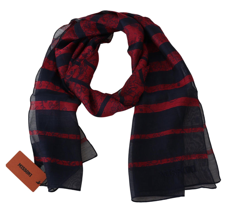 Black Red Striped Wool Mesh Unisex Neck Wrap Scarf