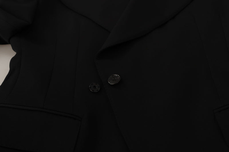 Black Wool Single Breasted Jacket Blazer