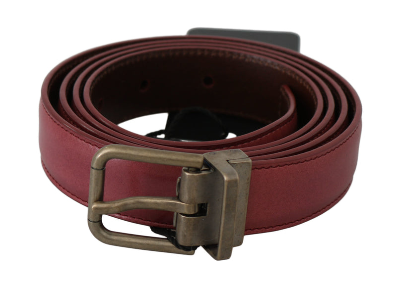 Pink Purple Leather Gray Metal Buckle Belt