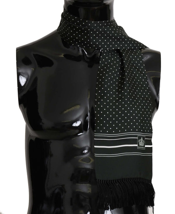 Green Polka Dot Print Fringes Mens  Scarf