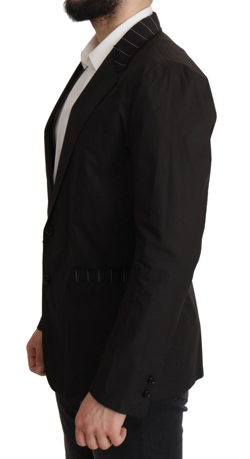 Black Cotton Single Breasted Blazer Jacket