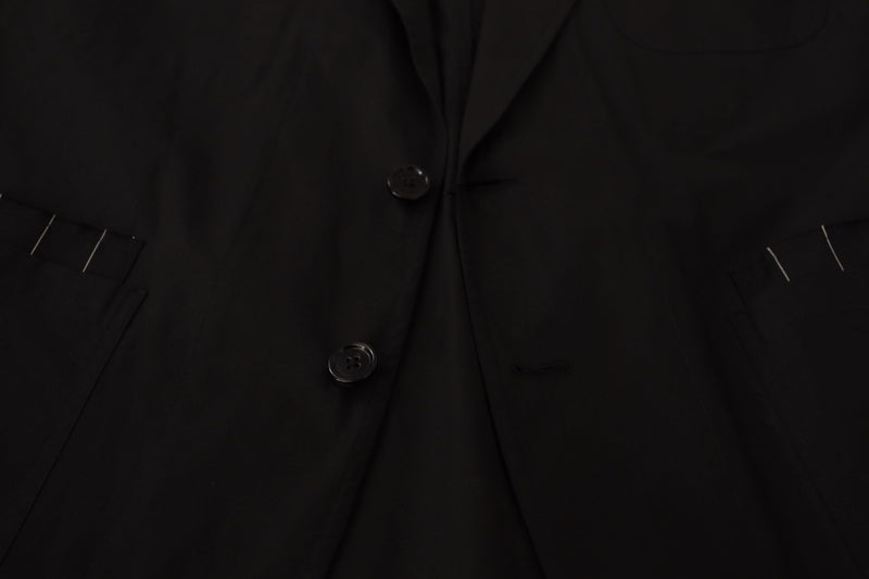 Black Cotton Single Breasted Blazer Jacket