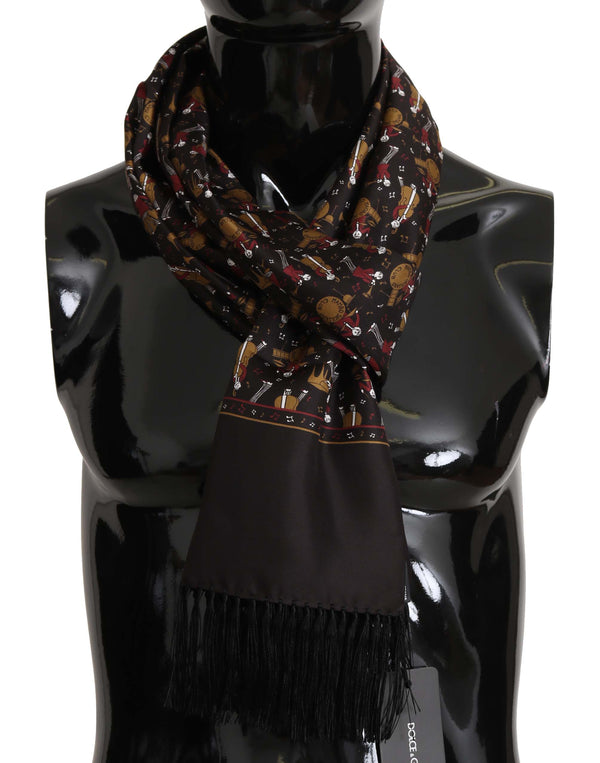 Brown Musicians Print Mens  Scarf