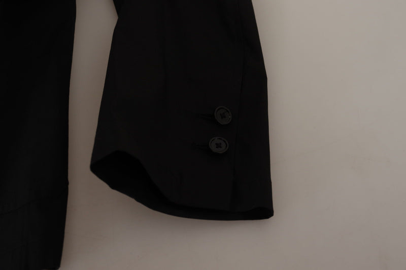 Black Cotton Single Breasted Blazer Jacket