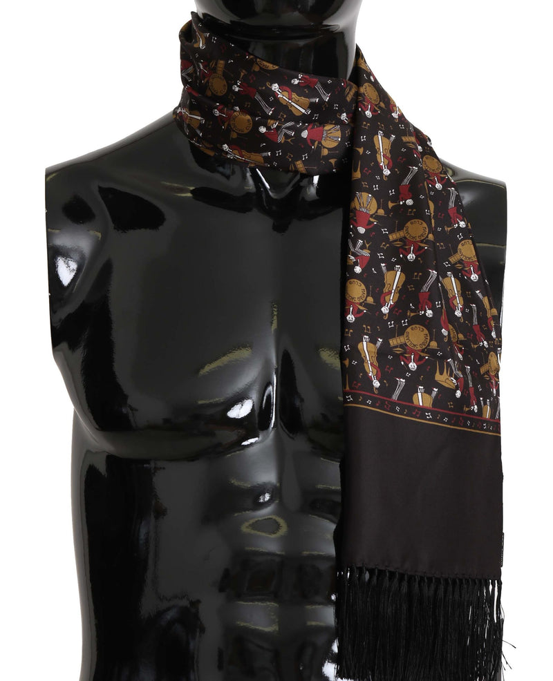 Brown Musicians Print Mens  Scarf