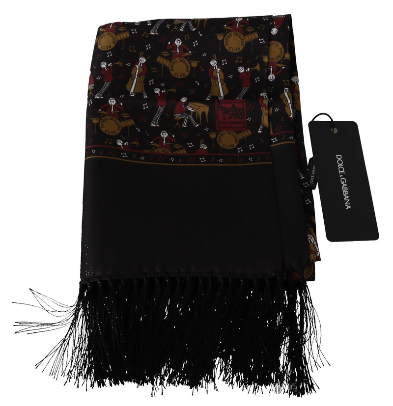 Brown Musicians Print Mens  Scarf