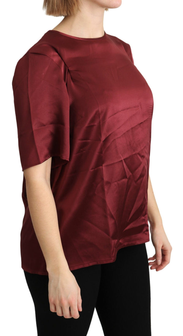 Bordeaux Roundneck Blouse Silk Top